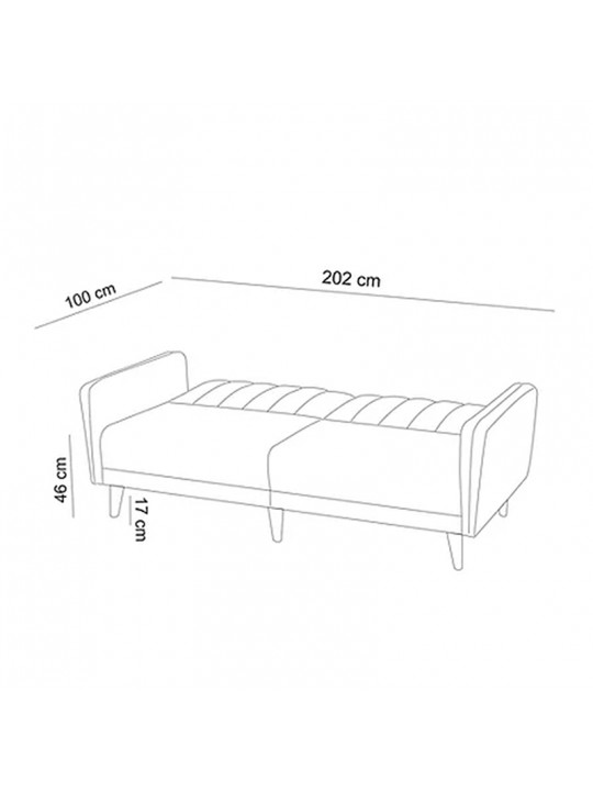 Καναπές 3θέσιος κρεβάτι PWF-0178 με ύφασμα κρεμ 202x80x85εκ