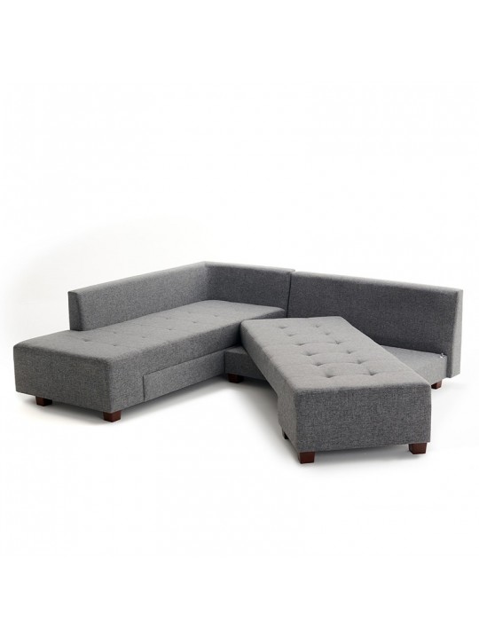 Πολυμορφικός καναπές-κρεβάτι δεξιά γωνία PWF-0156 με ύφασμα ανθρακί 206x282x85εκ