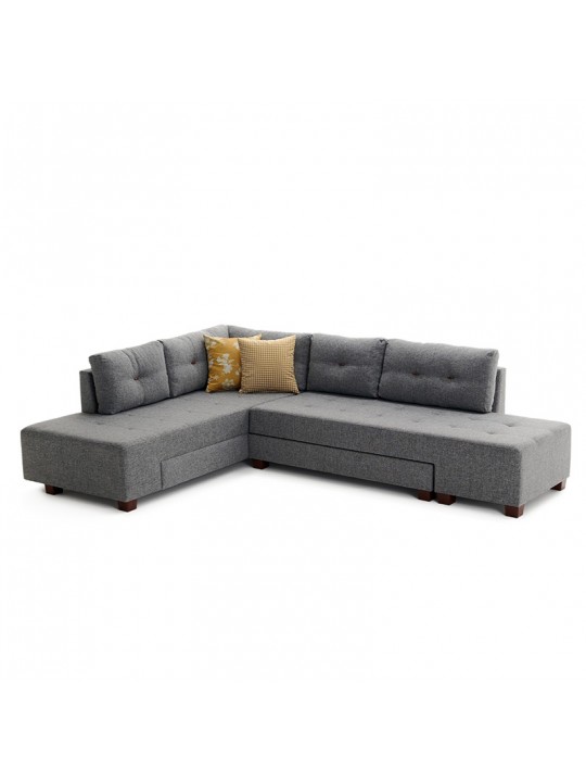Πολυμορφικός καναπές-κρεβάτι δεξιά γωνία PWF-0156 με ύφασμα ανθρακί 206x282x85εκ