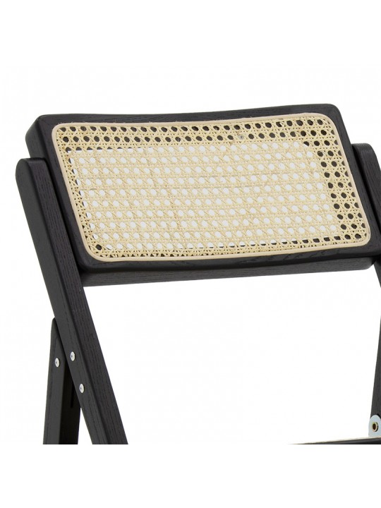 Καρέκλα Yoko pakoworld πτυσσόμενη μπεζ pvc rattan-μαύρο πόδι
