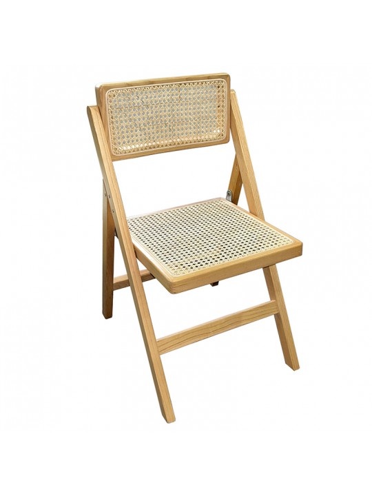 Καρέκλα Yoko pakoworld πτυσσόμενη μπεζ pvc rattan-φυσικό πόδι