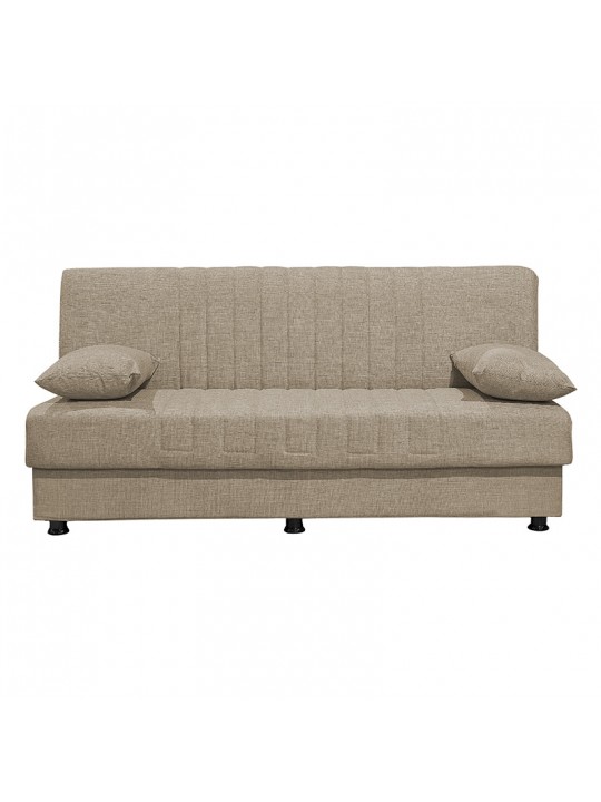 Kαναπές κρεβάτι Romina pakoworld 3θέσιος ύφασμα μπεζ 190x90x80εκ