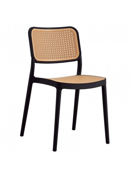 Καρέκλα Poetica pakoworld με UV protection PP μπεζ-μαύρο 42x52x81εκ.