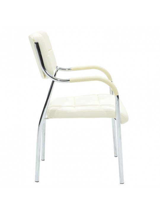 Καρέκλα επισκέπτη Florida pakoworld PU λευκό πόδι χρωμίου