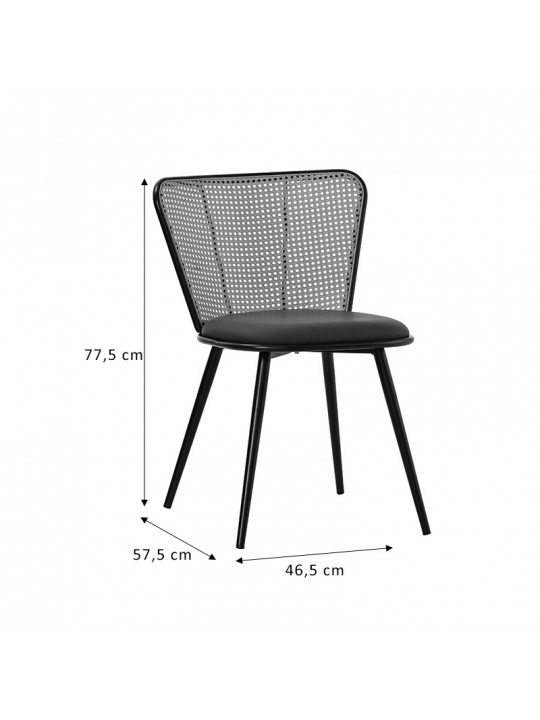 Καρέκλα Daniele pakoworld φυσικό pe rattan-ανθρακί pu-μαύρο μέταλλο 46.5x57.5x77.5εκ