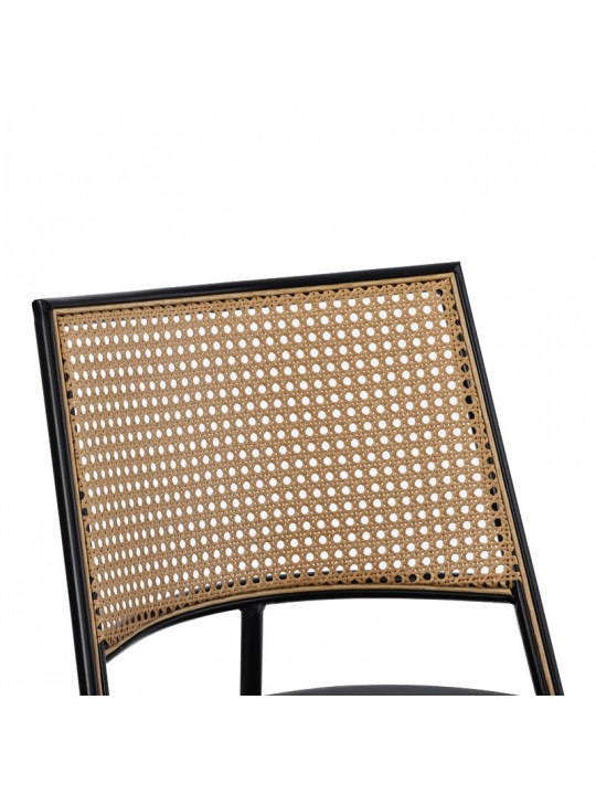 Καρέκλα Giulia pakoworld φυσικό pe rattan-ανθρακί pu-μαύρο μέταλλο 49x52x80εκ