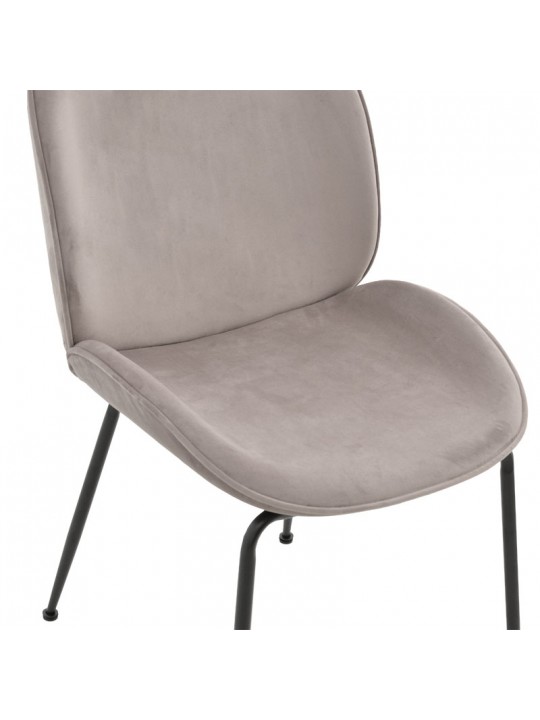 Καρέκλα Adelaide pakoworld γκρι βελούδο-πόδι μαύρο μέταλλο 47x64x88εκ