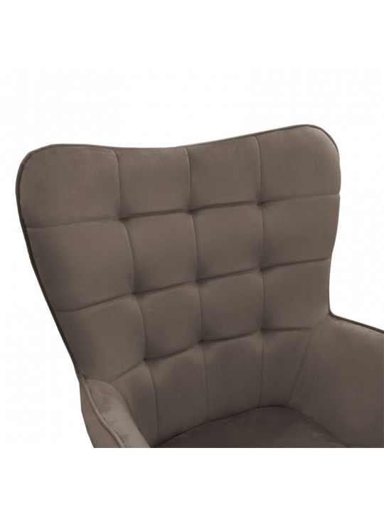 Πολυθρόνα Maddison με υποπόδιο-μαξιλάρι pakoworld βελούδο καφέ-φυσικό 68x72x98εκ