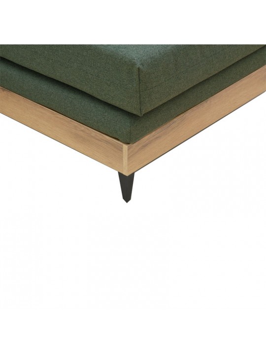 Γωνιακός καναπές αναστρέψιμος Mirabel pakoworld πράσινο ύφασμα-φυσικό ξύλο 250x184x100εκ
