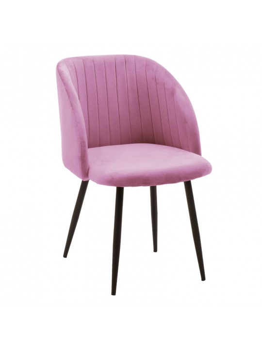 Πολυθρόνα Oasis pakoworld βελούδο ροζ-πόδι μαύρο μέταλλο 54x52x84εκ