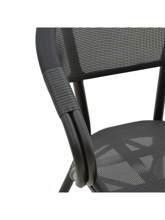 Πολυθρόνα Isaia pakoworld μαύρο αλουμίνιο-textilene μαύρο 57x57x83εκ