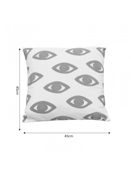 Μαξιλάρι Eyes Inart φυσικό-λευκό ύφασμα 45x45x2.5εκ