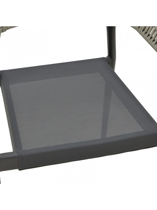 Πολυθρόνα αλουμινίου Elation pakoworld στοιβαζόμενη ανθρακί σκελετός-textilene ανθρακί rattan 56x62x77εκ