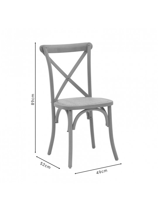 Καρέκλα Dylon pakoworld στοιβαζόμενη white wash ξύλο οξιάς-έδρα φυσικό rattan 48x52x89εκ