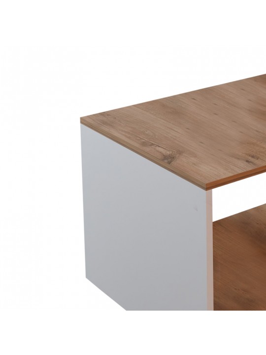Τραπέζι σαλονιού Noil pakoworld oak-λευκό μελαμίνης 90x60x48εκ