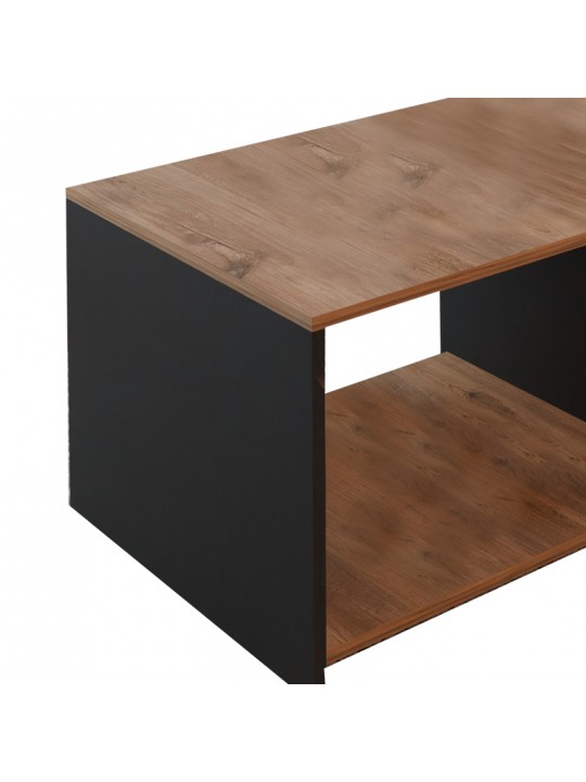 Τραπέζι σαλονιού Noil pakoworld oak-ανθρακί μελαμίνης 90x60x48εκ