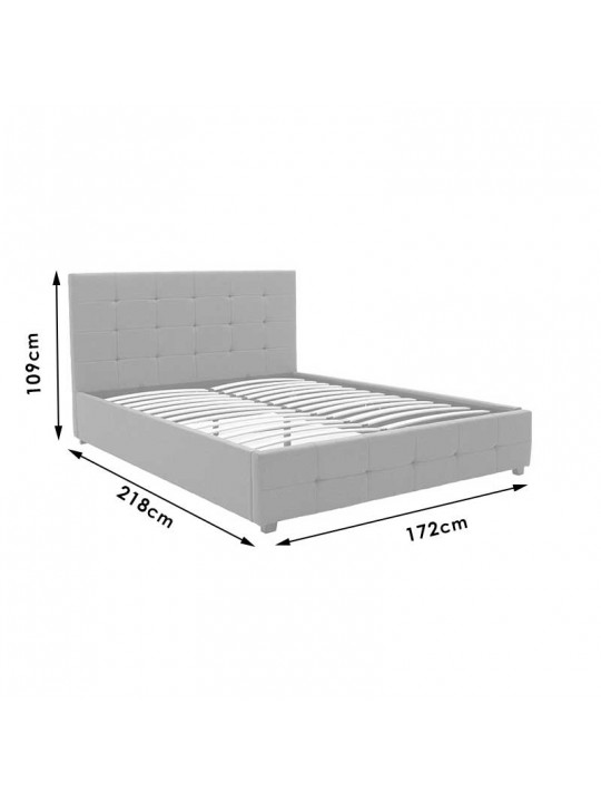 Κρεβάτι Roi pakoworld διπλό με αποθηκευτικό χώρο pu γκρι ματ 160x200εκ