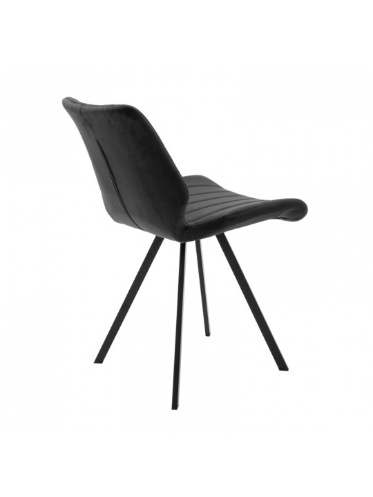 Καρέκλα Sabia pakoworld βελούδο μαύρο-πόδι μαύρο μέταλλο 46x55x80εκ