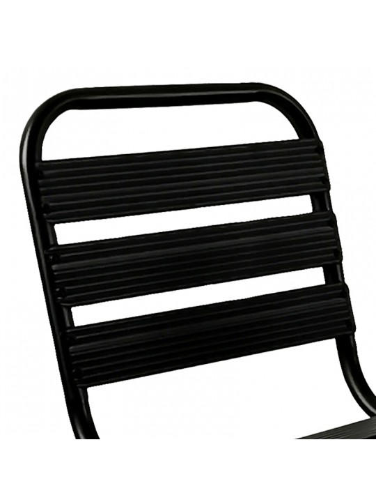 Καρέκλα Sussie pakoworld στοιβαζόμενη μαύρο μέταλλο με φέτες αλουμινίου 45x62x76εκ