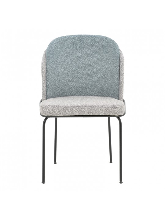 Καρέκλα Dore pakoworld γκρι-γαλάζιο μπουκλέ ύφασμα-μαύρο μέταλλο 50x47.5x82εκ