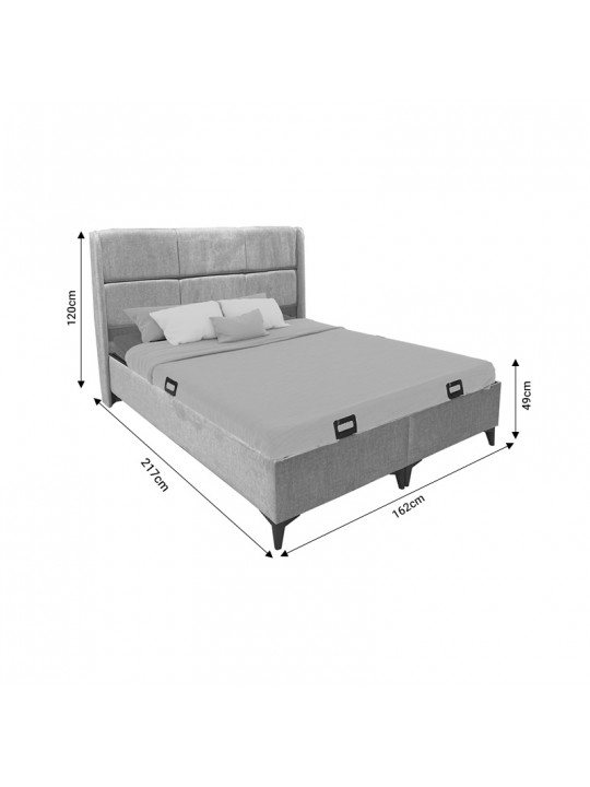 Κρεβάτι διπλό Serene pakoworld με αποθηκευτικό χώρο ανθρακί ύφασμα 160x200εκ
