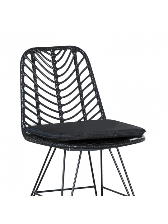 Καρέκλα κήπου Naoki pakoworld με μαξιλάρι pe μαύρο-μέταλλο μαύρο πόδι 44x58x82εκ