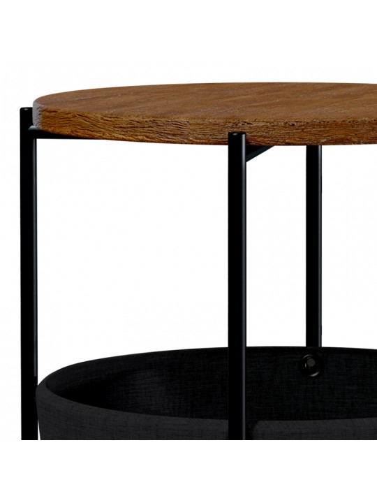 Βοηθητικό τραπέζι σαλονιού Casper pakoworld μαύρο-καρυδί Φ45x60εκ