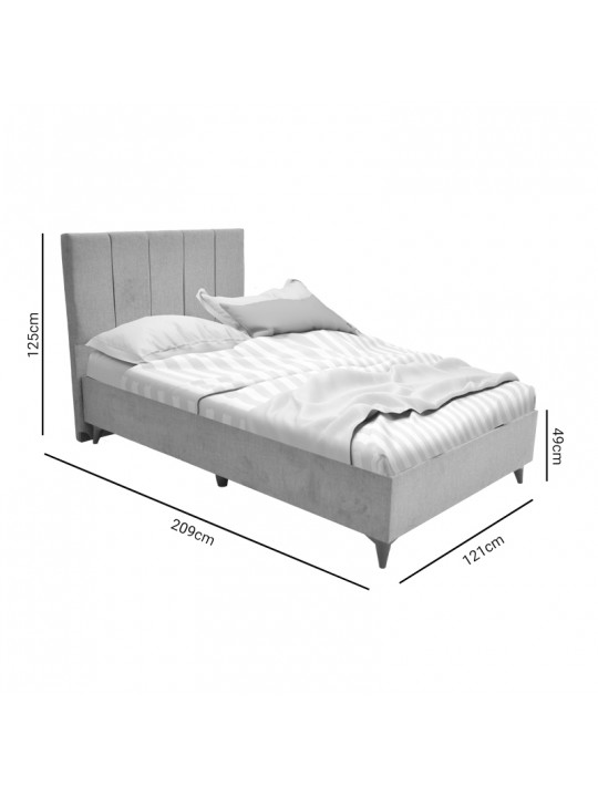 Κρεβάτι μονό Dreamland pakoworld με αποθηκευτικό χώρο κρεμ ύφασμα 120x200εκ