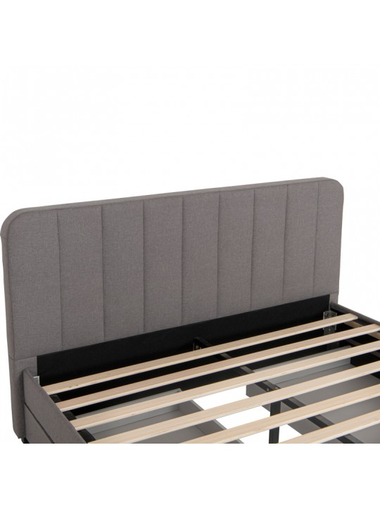 Κρεβάτι διπλό Veloty pakoworld ύφασμα ανθρακί με συρτάρια 150x200εκ