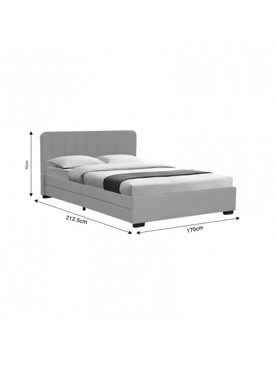 Κρεβάτι διπλό Veloty pakoworld ύφασμα μπεζ με συρτάρια 150x200εκ