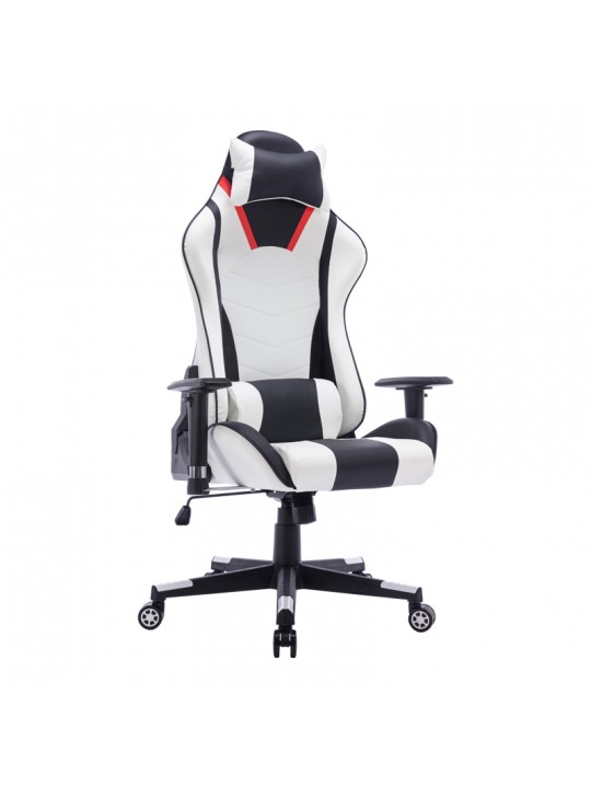 Καρέκλα γραφείου gaming Mazol pakoworld pu μαύρο-λευκό 66x56x135εκ