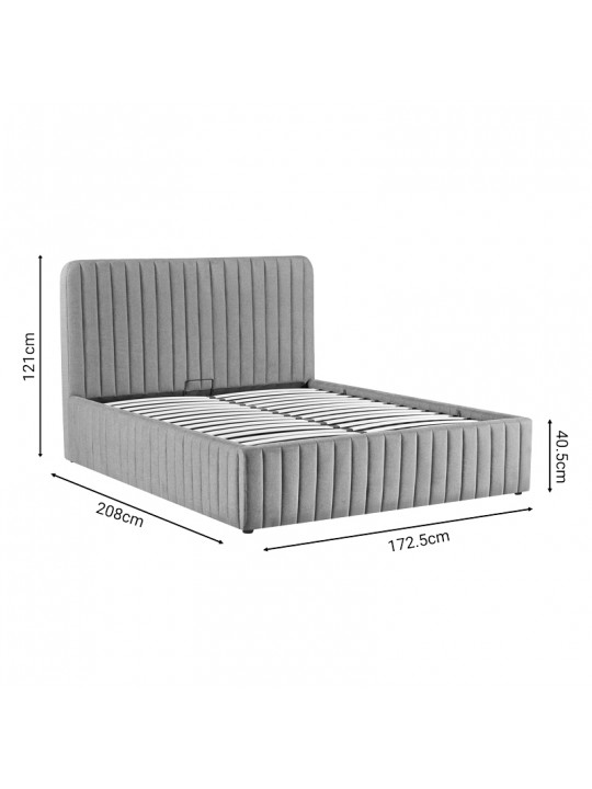 Κρεβάτι διπλό Zilin pakoworld ύφασμα ανθρακί-beige 160x200εκ