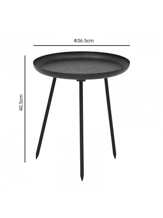 Βοηθητικό τραπέζι Flaz Inart μαύρο μέταλλο Φ36.5x40.5εκ