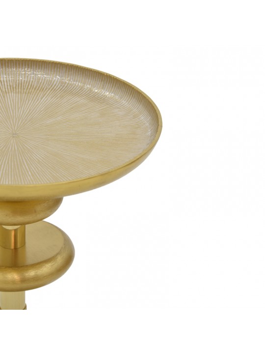 Βοηθητικό τραπέζι Trego I Inart χρυσό-λευκό μέταλλο Φ33x42εκ
