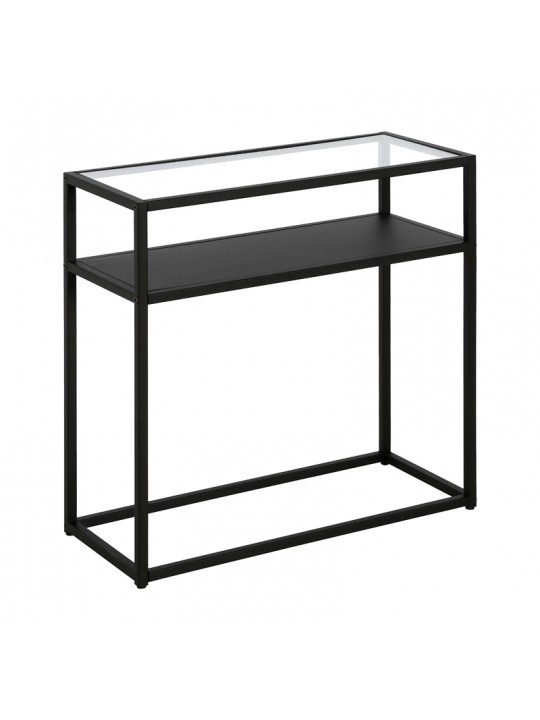 Βοηθητικό τραπέζι Levian pakoworld μαύρο μέταλλο-γυαλί 60x25x60εκ