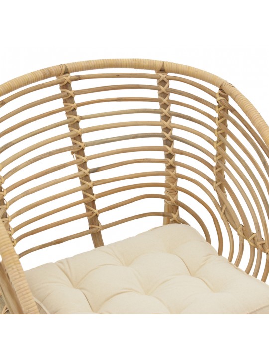 Πολυθρόνα Diane Inart φυσικό ξύλο με μαξιλάρι 71x46x80εκ