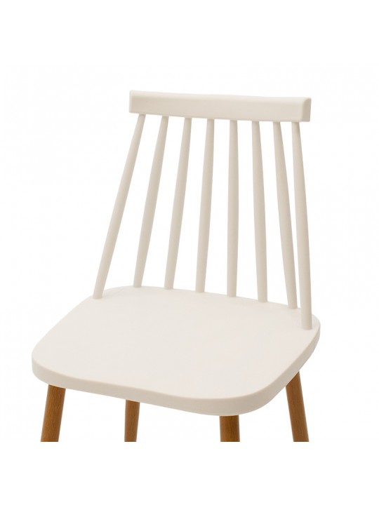 Καρέκλα Aurora pakoworld pp λευκό-φυσικό πόδι 42x46x79εκ