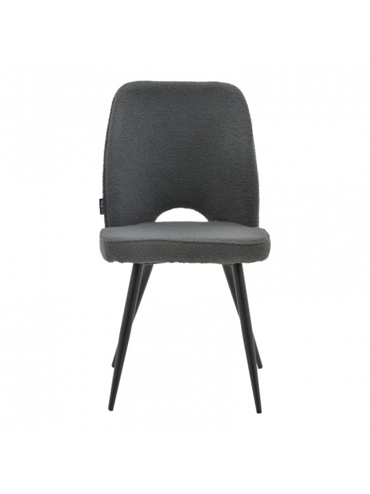 Καρέκλα Renish pakoworld μπουκλέ γκρι-μεταλλικό μαύρο πόδι 61x47x91.5εκ