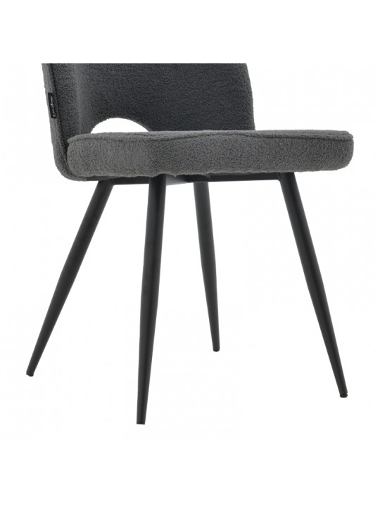 Καρέκλα Renish pakoworld μπουκλέ γκρι-μεταλλικό μαύρο πόδι 61x47x91.5εκ