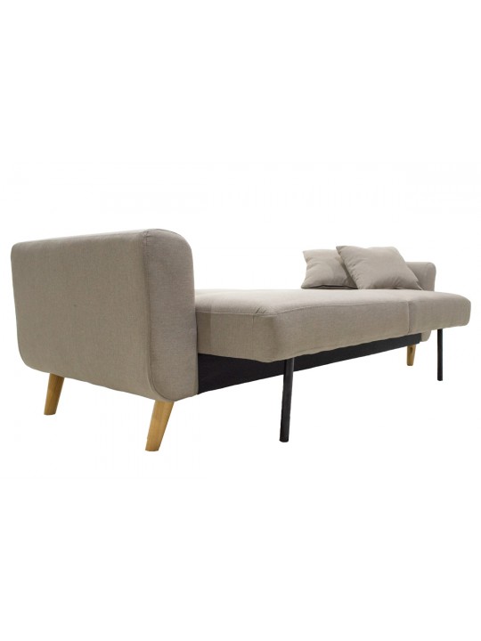 Καναπές-κρεβάτι Carmelo pakoworld με μπεζ-γκρι ύφασμα 214x80x86εκ