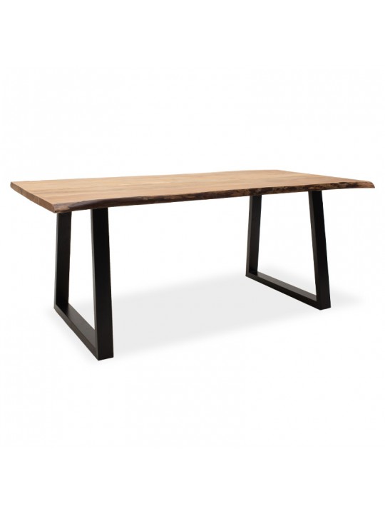 Τραπέζι Miles pakoworld μασίφ ξύλο 4εκ φυσικό-πόδι μαύρο 200x96x79εκ