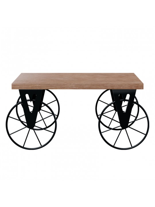 Τραπέζι σαλονιού Bike pakoworld χρώμα μαύρο-καρυδί 85x55x41εκ