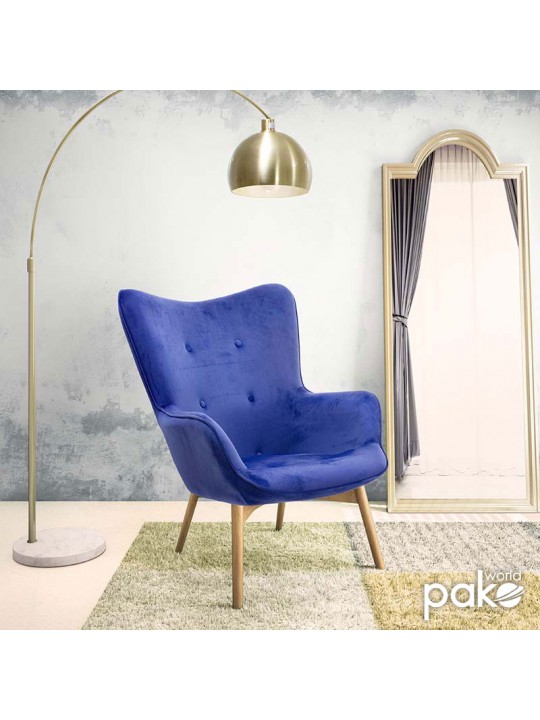 Πολυθρόνα Kido pakoworld βελούδο χρώμα μπλε