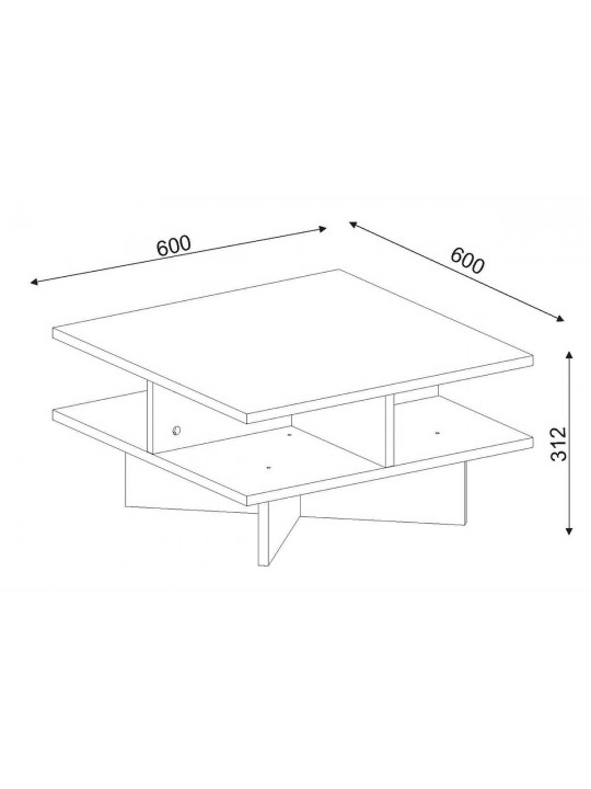 Τραπέζι σαλονιού Cross pakoworld χρώμα καρυδί - λευκό 60x60x31εκ