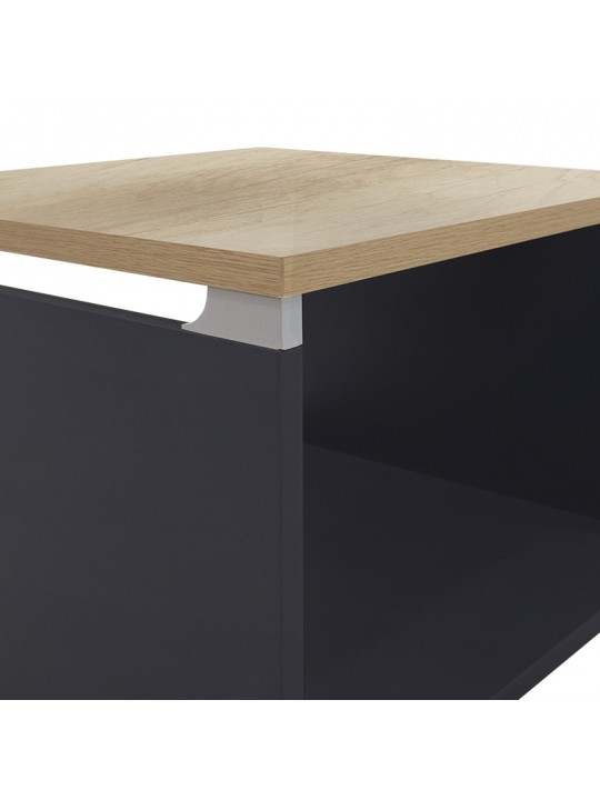 Τραπέζι γραφείου επισκέπτη Lotus pakoworld χρώμα φυσικό - ανθρακί 60x60x45εκ