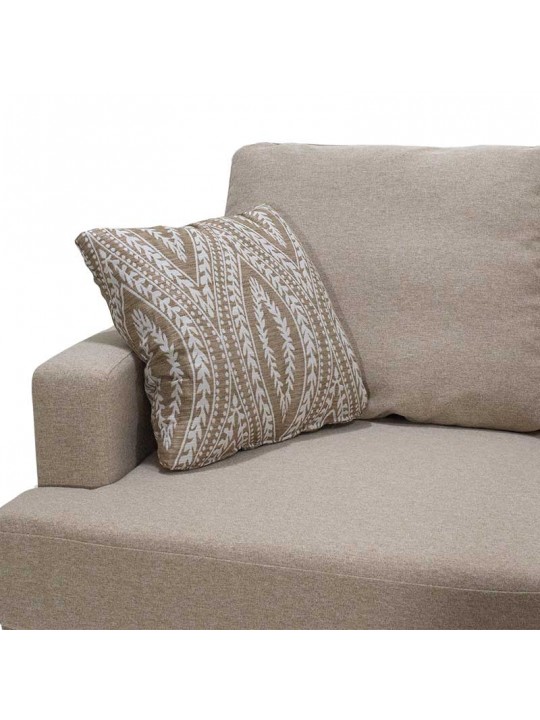 Γωνιακός καναπές με σκαμπό Slim pakoworld υφασμάτινος χρώμα μπεζ με μαξιλάρια 185x140x70εκ