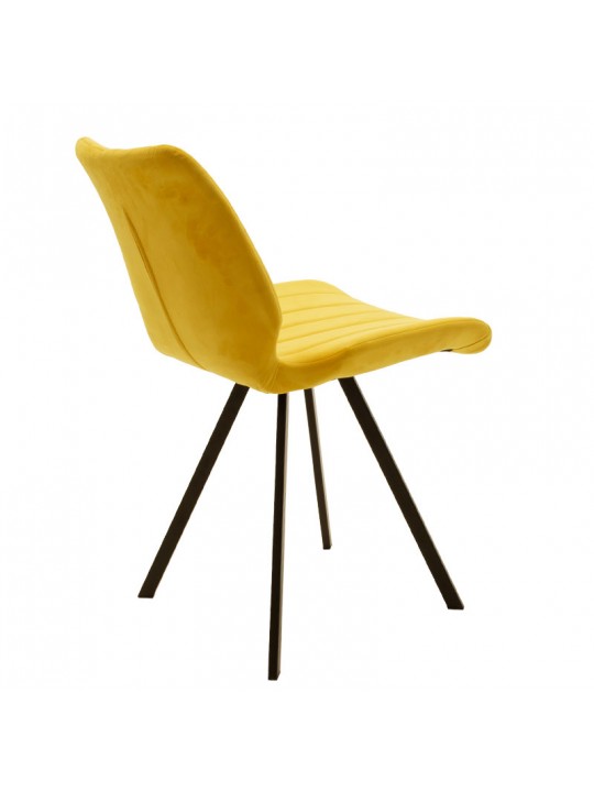 Καρέκλα Sabia pakoworld βελούδο κίτρινο-μαύρο πόδι