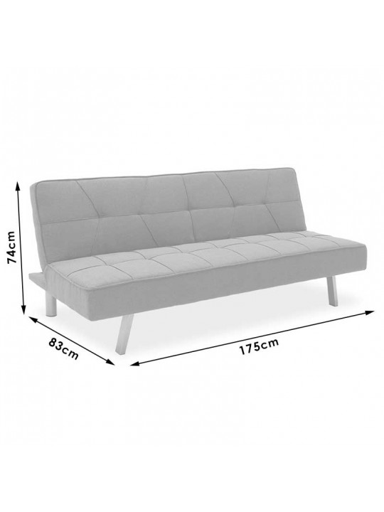 Καναπές-κρεβάτι Travis pakoworld 3θέσιος με ύφασμα γκρι 175x83x74εκ