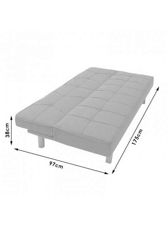 Καναπές-κρεβάτι Travis pakoworld 3θέσιος με ύφασμα γκρι 175x83x74εκ