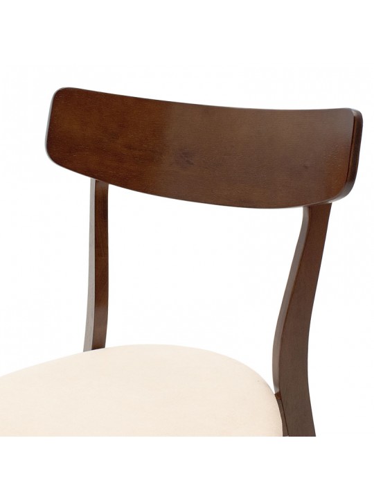 Καρέκλα Toto pakoworld μπεζ ύφασμα-rubberwood καρυδί πόδι